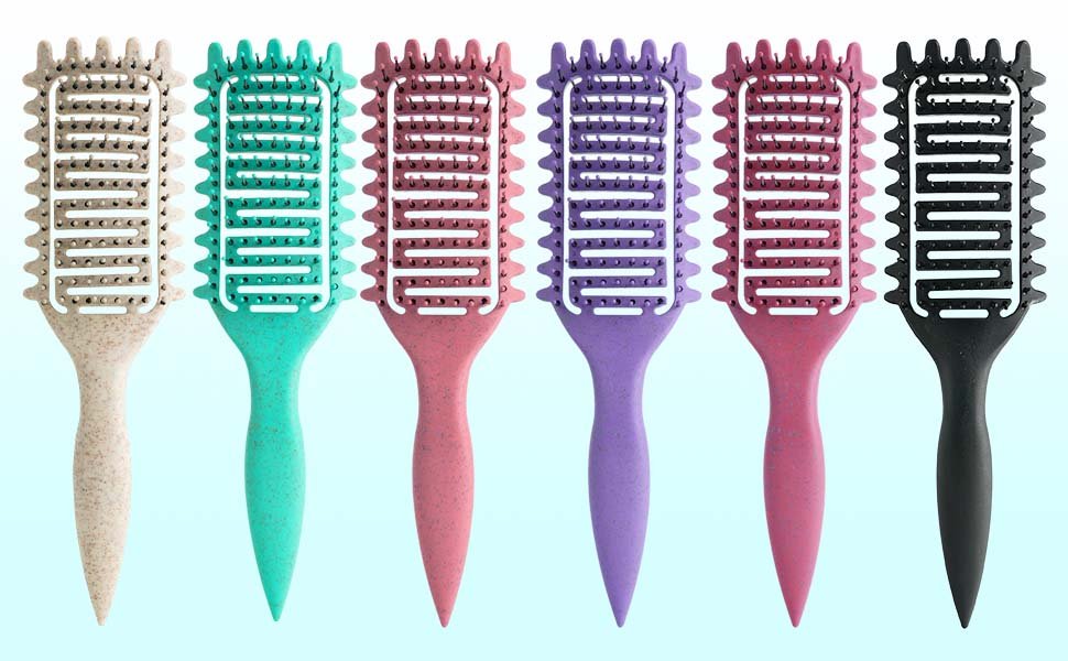 Curl Defining Brush for Curly Hair, Vented Detangling Hair Brush for Wet and Dry Styling, Curved Brush for Shaping and Smoothing Curl Clumps, Lightweight Hair Brush (2Pcs Black) — A+ brand content 1